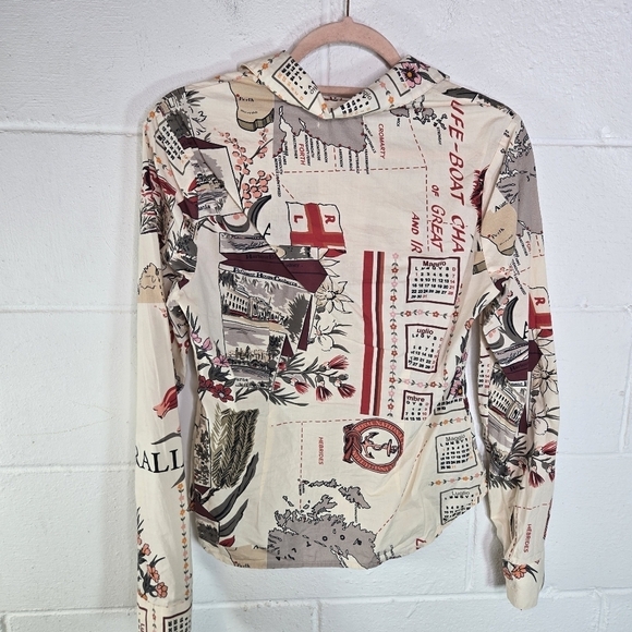 Urban Outfitters Petra postcard print camisa slim fit button up shirt - Picture 12 of 13